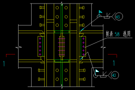 钢结构CAD图 十字形截面柱的刚性连接